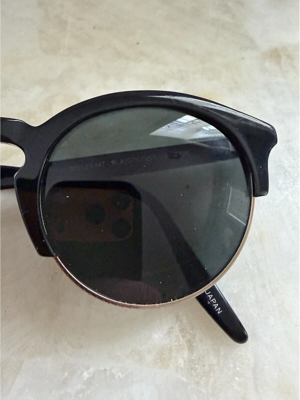 Barton Perreira Griffin Sunglasses Black Gold Made in Japan Round Handcrafted
